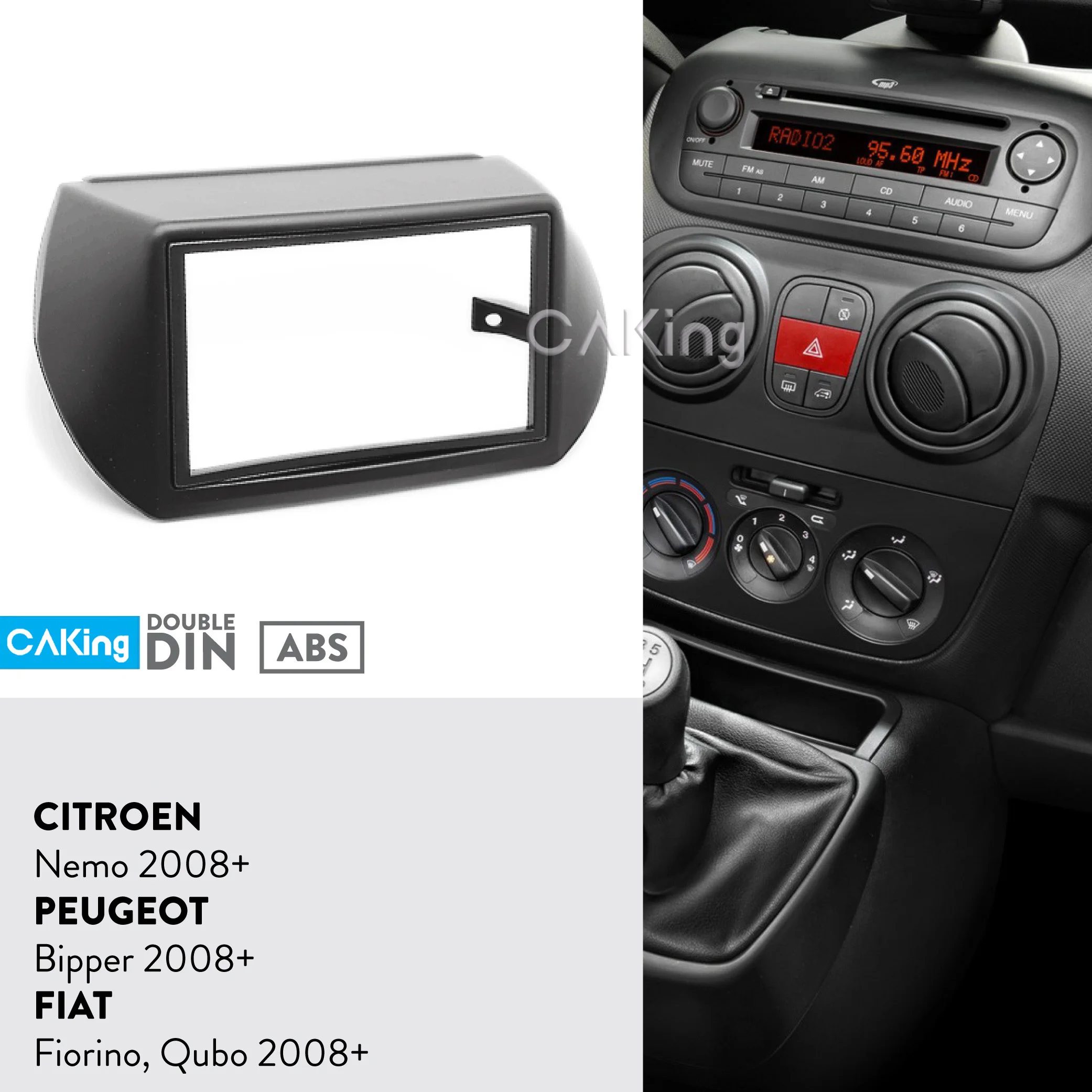 Автомобильная фасция Double Din с радио панелью для CITROEN Nemo / PEUGEOT Bipper FIAT Fiorino Qubo 2008 +