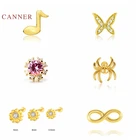 Женские серьги-гвоздики из серебра 925 пробы в виде паука и бабочки