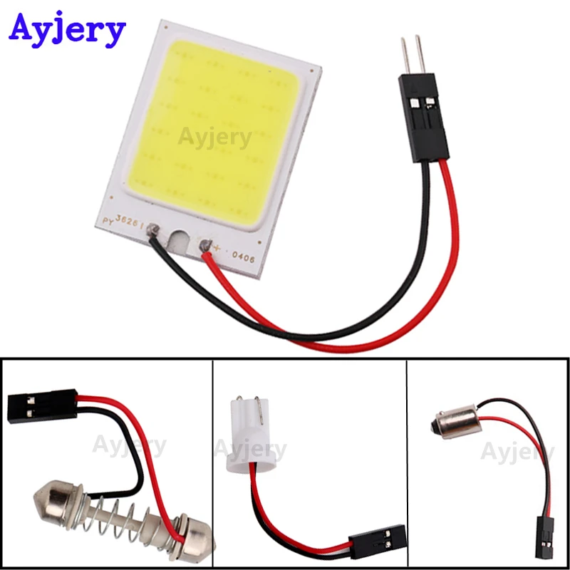 AYJERY 200 шт. 24 SMD COB Чип светодиодный 12V DC панель лампы с T10 + фестон адаптер Белый ОД