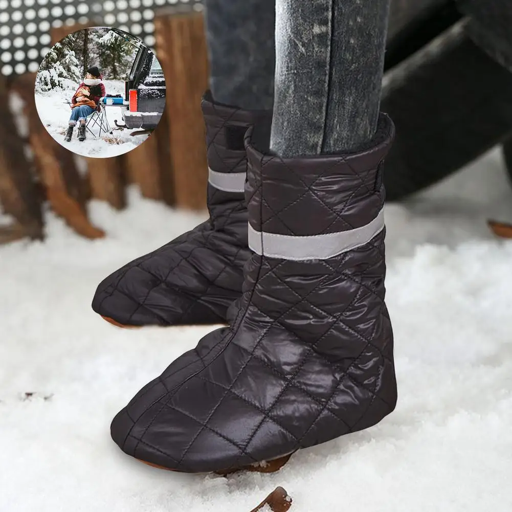 

Изолированные пуховые пинетки унисекс, чехлы для обуви для кемпинга, дизайнерские бархатные мягкие теплые ботинки с регулируемым эластичн...