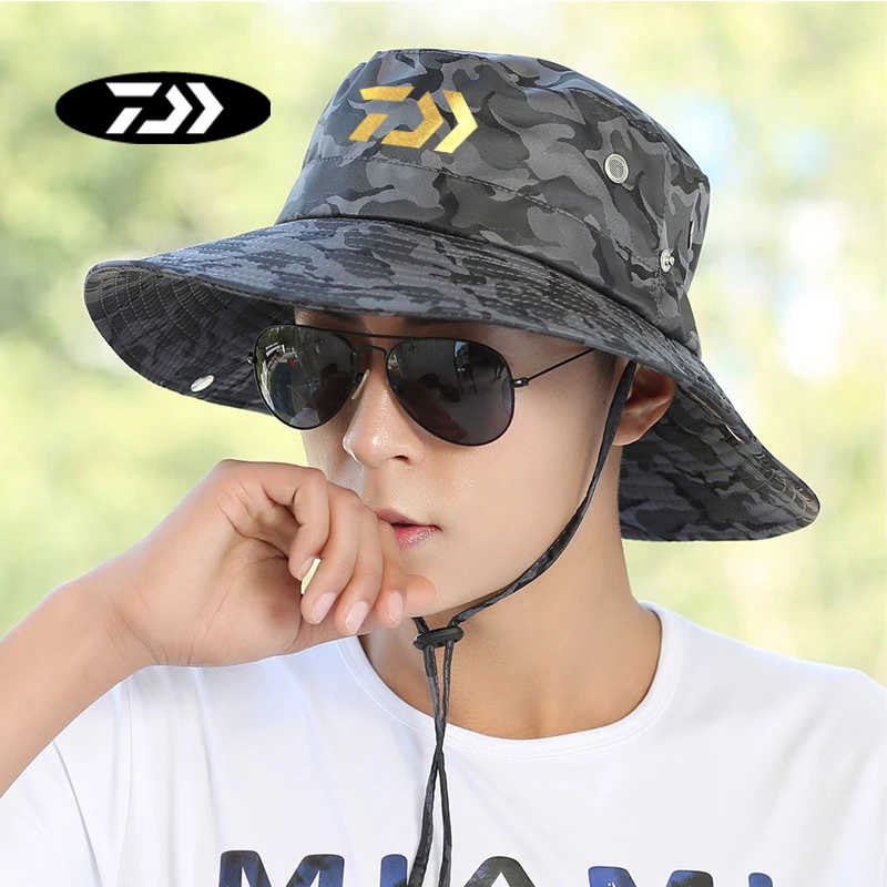 

2020 Daiwa мужская летняя уличная рыболовная шляпа, модная камуфляжная шляпа с большими полями, Солнцезащитная шляпа для альпинизма, велосипедн...