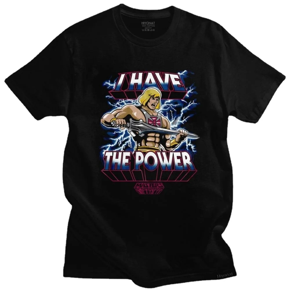 

Футболка мужская свободного кроя, Классическая рубашка «Мастера Вселенной», с короткими рукавами, «У меня сила», «He-Man», Eternia