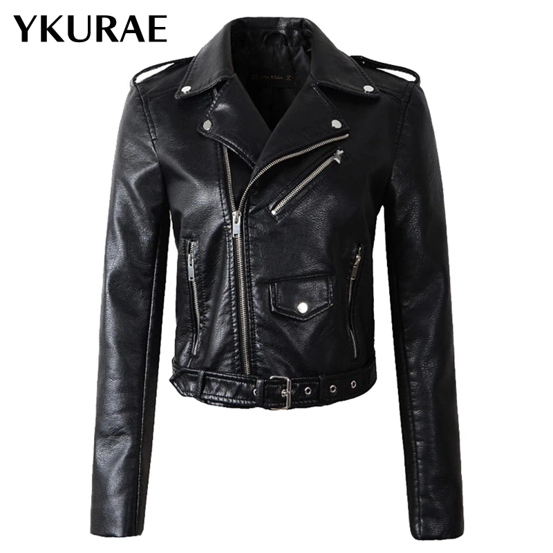 

Women Jacket Brand Clothing Short Punk Coat Female Autumn Streetwear PU Leather Jackets Fashion Motor Biker Zipper Coats FL011