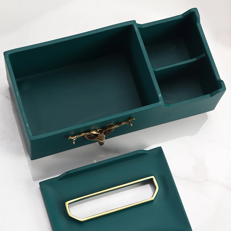 Storage Box Tissue Boxes Luxury Multifunction Nordic Creative Resin Simple Tissue Boxes Table Organiser Box Home Products DG50TB