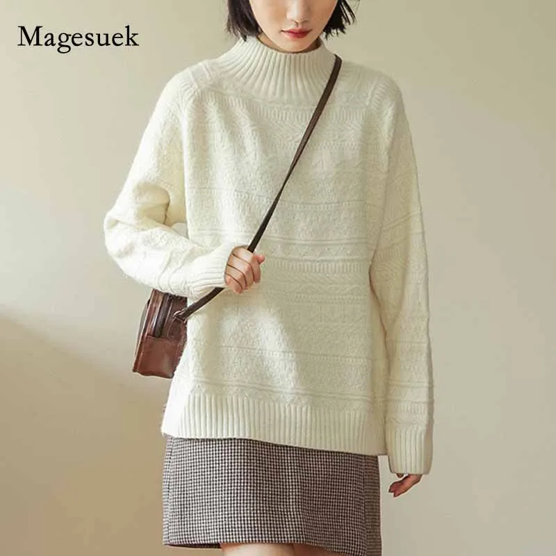 Шикарный женский свитер с полувысоким воротником Новинка осени 2020 свободный