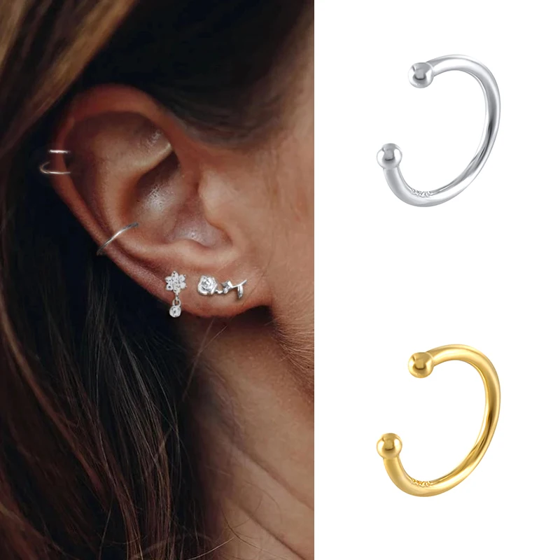 

100% S925 Sterling Silver Ear Cuff For Women Charming Zircon Clip On Earrings Gold earcuff Without Piercing Earrings Jewelry 1PC