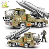 huiqibao toys 375pcs army ww2 armored missile car building blocks for children military truck vehicle soldier figure bricks gift