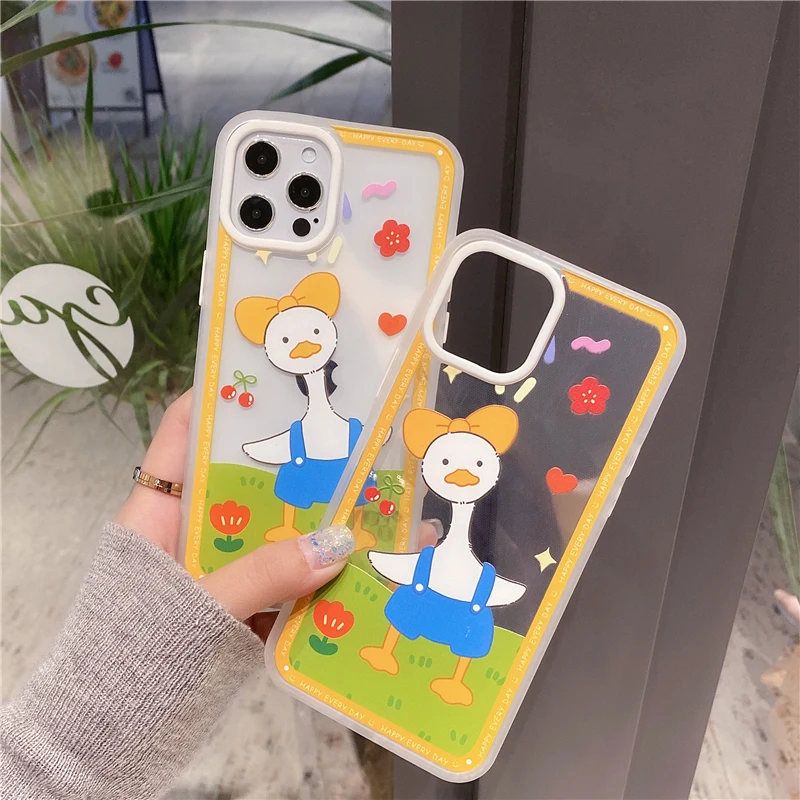 

Чехол для телефона с милым мультяшным бантом уткой для iphone 12 mini 11 pro max 7 8 plus x xr xs max SE2020