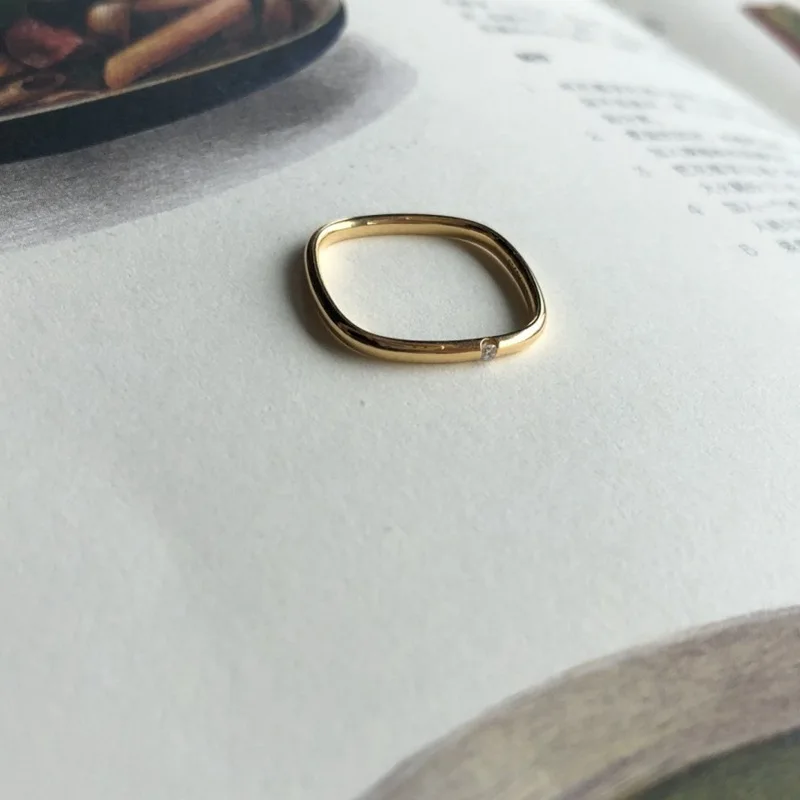 

SIPENGJEL Fashion Cubic Zircon Square Shape Open Rings 3 Color Small Geometric Finger Rings For Women Ins Jewelry