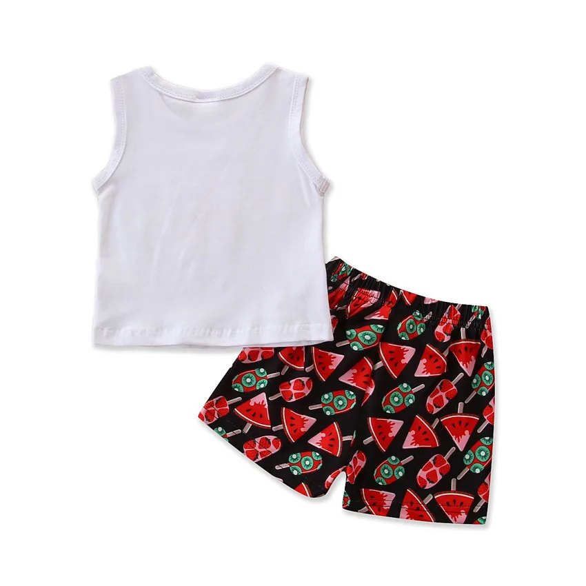 

Children Clothing Summer Baby Girls Watermelon Printed Sleeveless Shirt with Regular Shorts Kids Toddler Clothes Sets
