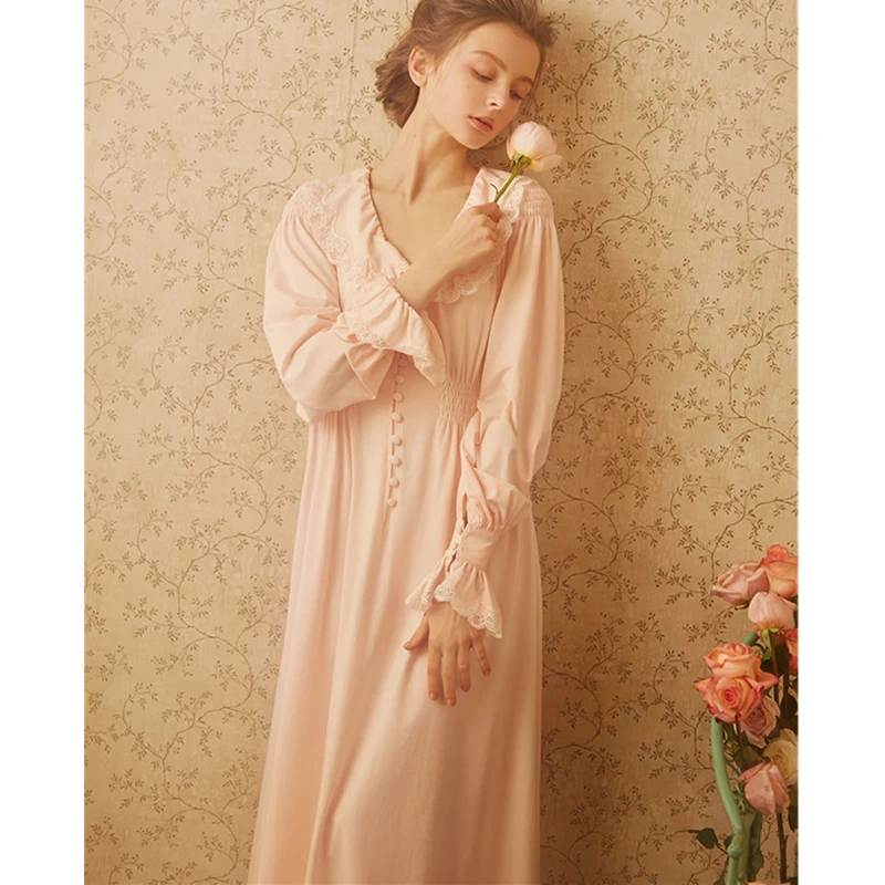 2020 осенняя одежда для сна винтажная белая хлопковая ночная рубашка размера плюс