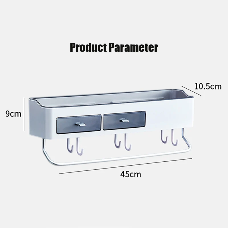

Removable Shower Storage Shelf Perforation-free Wall Storage Organizer Rack Draining Organizer Holder Bathroom Accessories