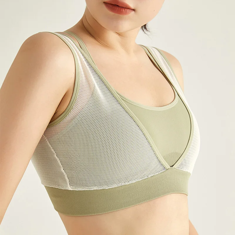 

Shockproof Sports Bras Women Back Cross Belt Running Bra Push Up Chest Fitness Bra Women Sexy V Collar Yoga Bra