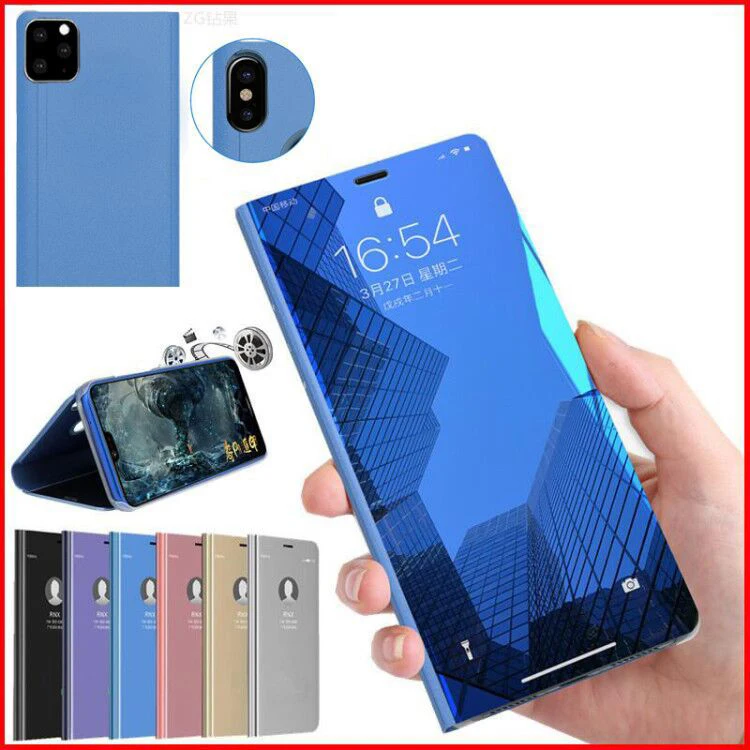 Умный зеркальный кожаный флип-чехол для телефона IPhone 12 11 Pro Max X XR XS MAX 6 6S 7 8 Plus