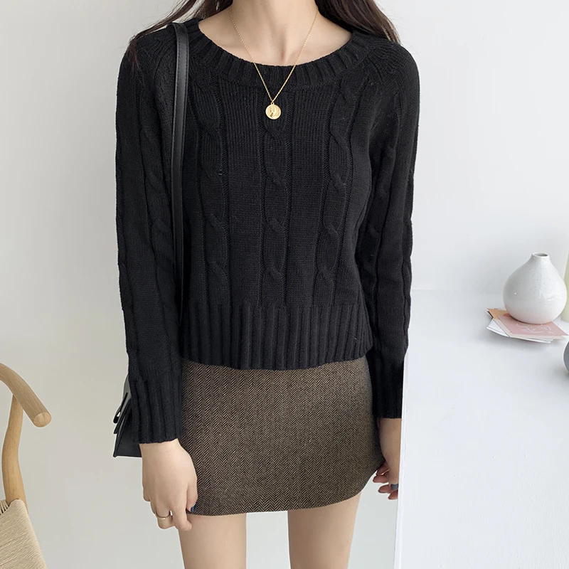 Women Sweaters Knitted Tops 2019 New Winter Casual Female Knitwear Candy Color Fashion O-Neck Woman Short Pullovers | Женская одежда