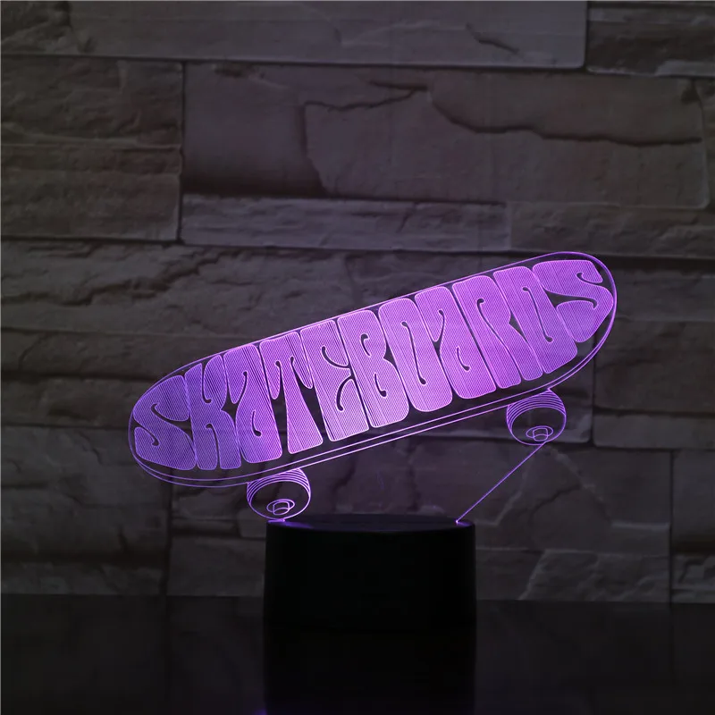 3D светодиодный, Спортивная Настольная лампа для скейтборда, USB-ночник, 7 цветов, изменение спальни, украшение для дома, скейтборд, детские под... (art.: 3a35cc9bfcf) - 3a35cc9bfcf