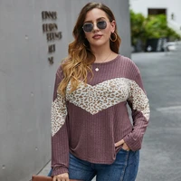 doib leopard patchwork tees women plus size full sleeve autumn large size shirt 2020 fashion 4xl top t shirt