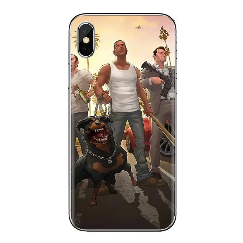 GTA San Andreas Auto 5 V TPU чехол сумка для iPhone XS Max XR X 4 4s 5S 5C SE 6 6S 7 8 Plus samsung Galaxy J1 J3 J5 J7 A3 A5 |