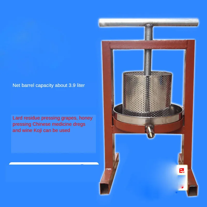 

3.9L Manual Presser Oil Residue Grape Wine Pressing Juicer Stainless Steel for Honey/fruit/vegetable Household Presser