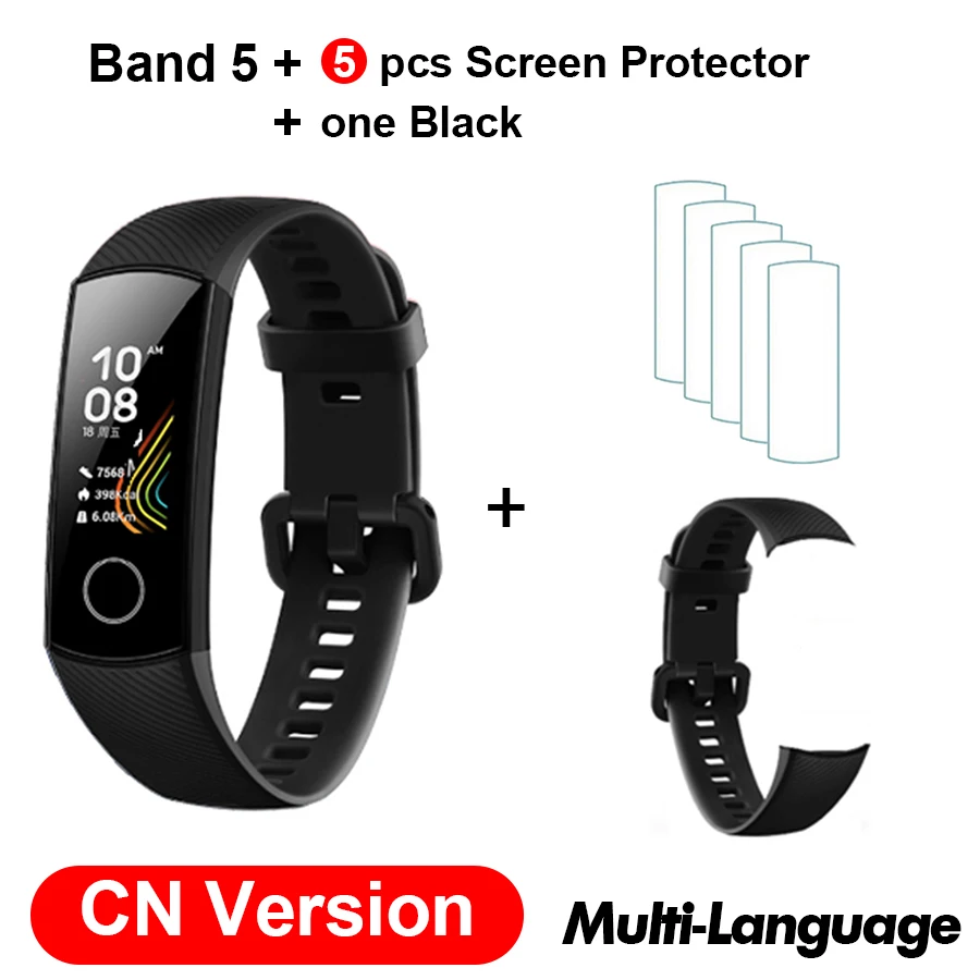 CN N Black N Film Браслет для Honor Band 5, умный Браслет, 5 оксиметров, волшебный цвет, сенсорный экран, для плавания, для обнаружения сердечного ритма, сна, сна - Цвет: CN N Black N Film