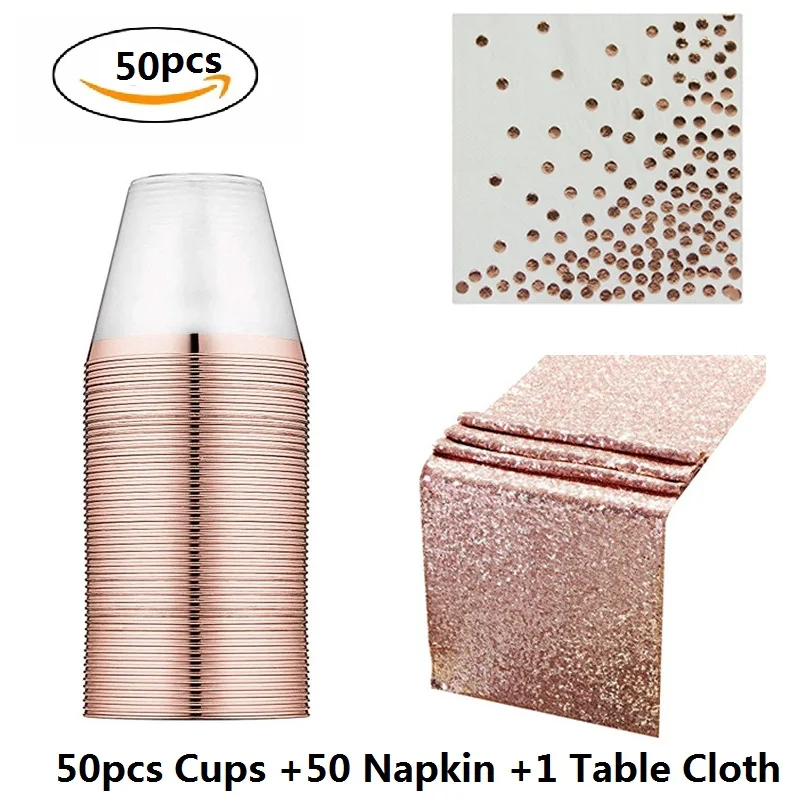 50 шт. 9 унций одноразовая салфетка Печатный полотенце из розового золота оправа