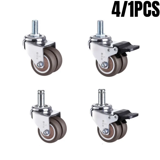 

4/1PCS 1.5/2 inch 360 Degree Swivel Caster Wheels Rubber Heavy Duty Caster With M10 Stem No Noise Wheels For Carts Workbench