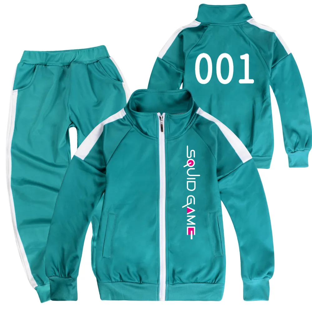 

Squid Game Cosplay Costume Children's Jacket and Pants Sportswear 456 218 067 Printing Jacket Pants Halloween Cosplay Set 3-16Y