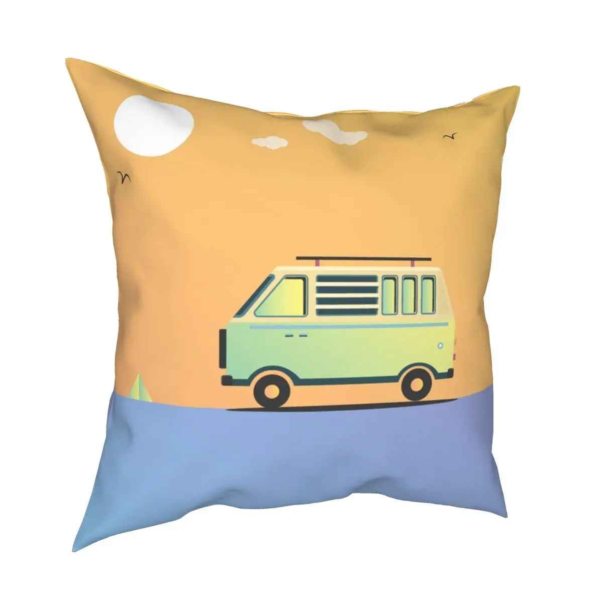 

Clean Camper Van Sunset Pillowcase Soft Fabric Cushion Cover Gift Throw Pillow Case Cover Seater Wholesale 45X45cm