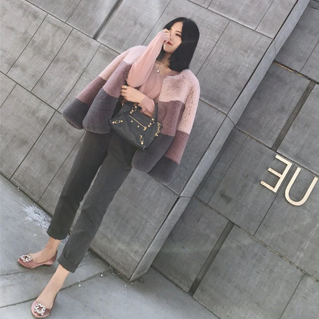 Модная зимняя одежда 2019 новая обувь на платформе из искусственного кроличьего