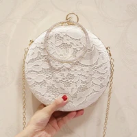 fashion lace clutch bag bun small round pouch ladies sweet shoulder bags female wedding clutches floral pattern trendy purse
