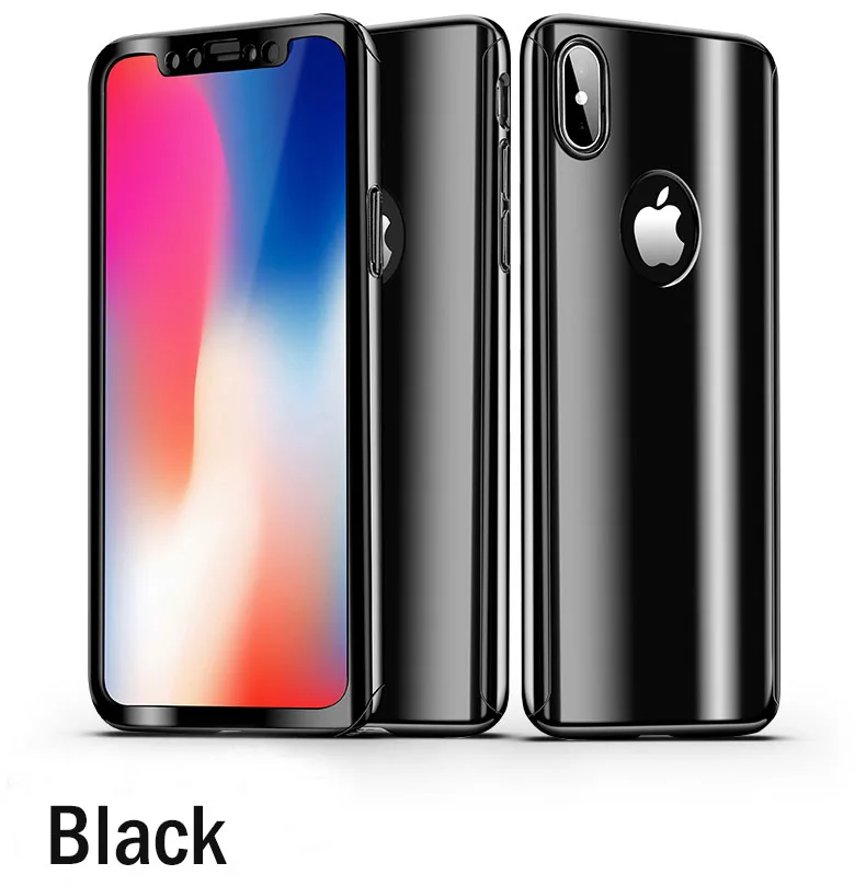 Покрытие 360 Полное покрытие для Apple iphone 7 iphone X Xr Xs Max зеркальный чехол для телефона для iphone 7 8 6 6S Plus блестящая Капа со стеклом