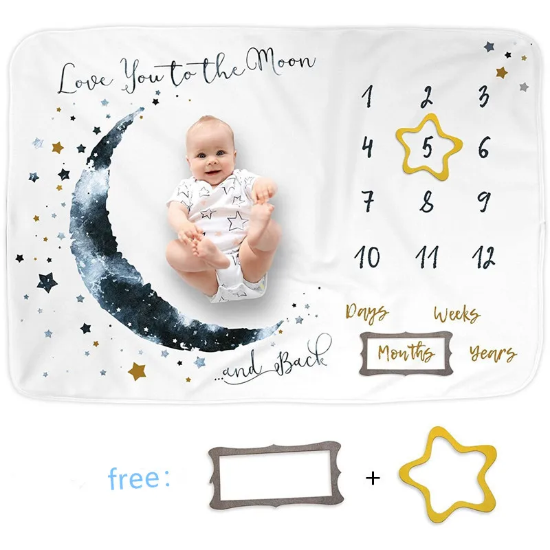 Flannel Baby Milestone Blanket Newborn Photo Shooting Background Infants Monthly Growth Towel Swaddle Baby Photograph Props
