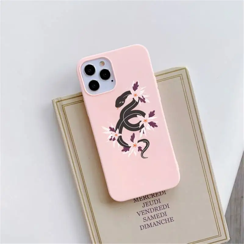 

Hand Snake Phone Case Pink Candy Color for iPhone 11 12 mini pro XS MAX 8 7 6 6S Plus X SE 2020 XR