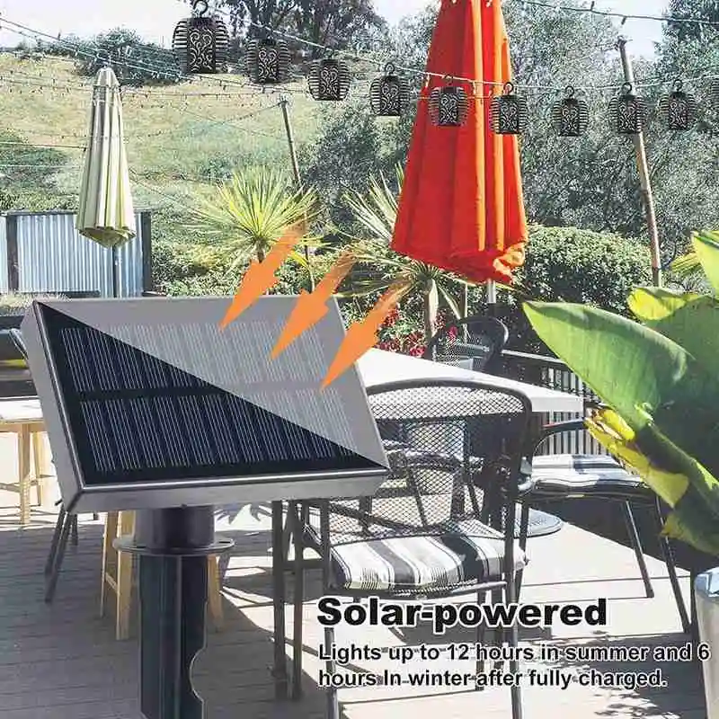 

6 Heads Outdoor Solar Lantern LED String Light Solar Waterproof Hanging Lantern Decoration Garden Flashing Solar Flame Light