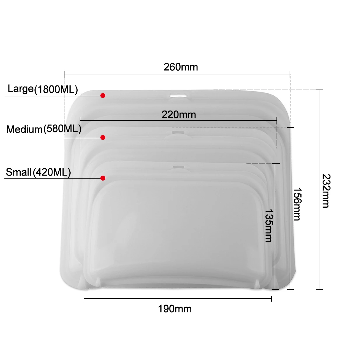 

1800/580/420ML Silicone Bag Reusable Silicone Food Bag No Waste Food Storage Bag Refrigerator Fresh Bags