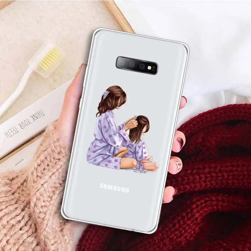 

Mom and baby Phone Case Transparent for samsung A 21s 50 51 71 S 8 9 20 20fe note 10 20 plus ultra