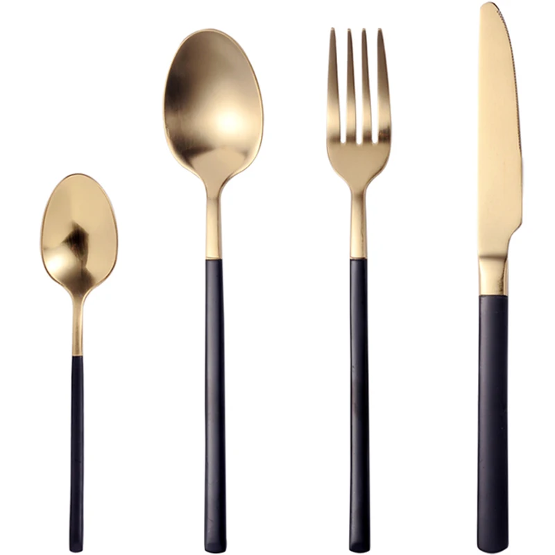 

Creativity Simple Art Gold Modern Cutlery Set Portable Metal Rustic Eco Friendly Gift Geschirr Set Dining Table Decor Ec50cj