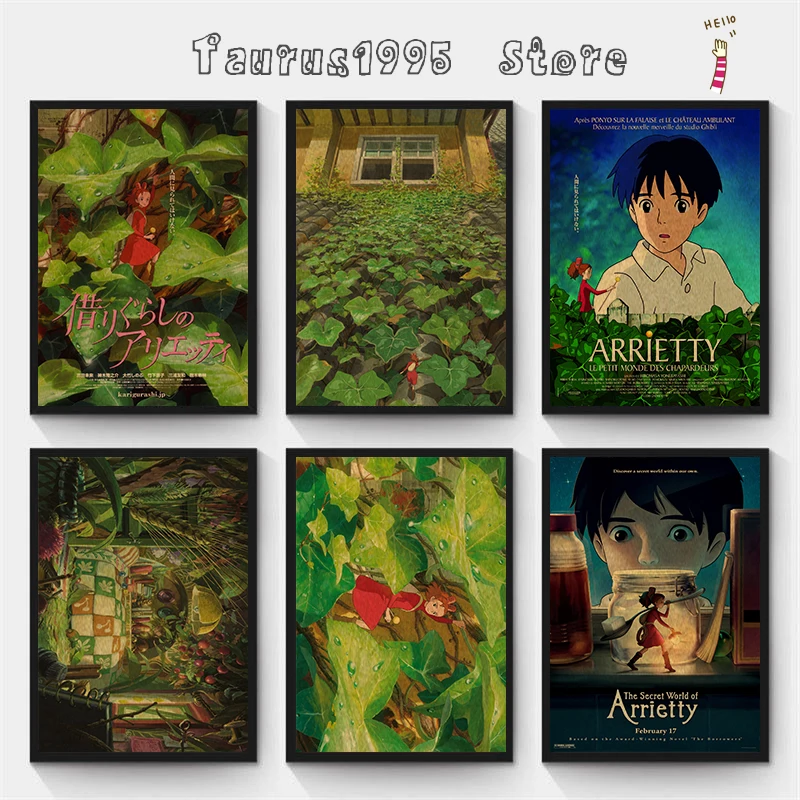 Винтажный мультяшный постер аниме Хаяо Миядзаки арретти винтажный Ретро Художественный постер Картина Декор для дома крафт-бумага настенные наклейки