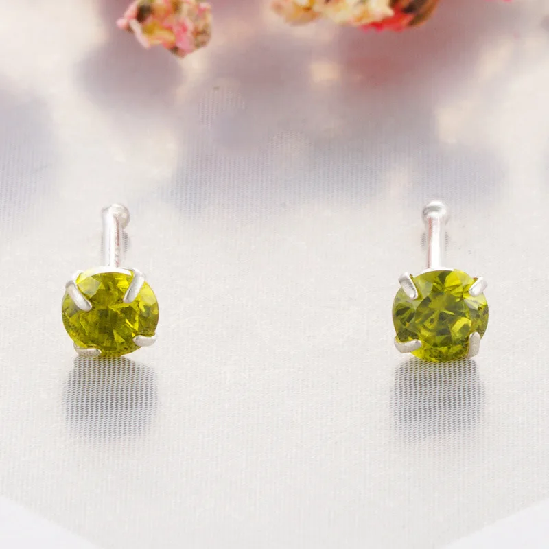 Серьги-гвоздики для носа из серебра 925 пробы с искусственным Цирконом |