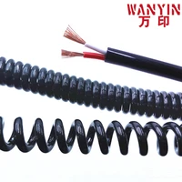 high quality spring spiral cable 2 core 3 4 5 6 8 9 10 12 core black telescopic power cord stretchable wire