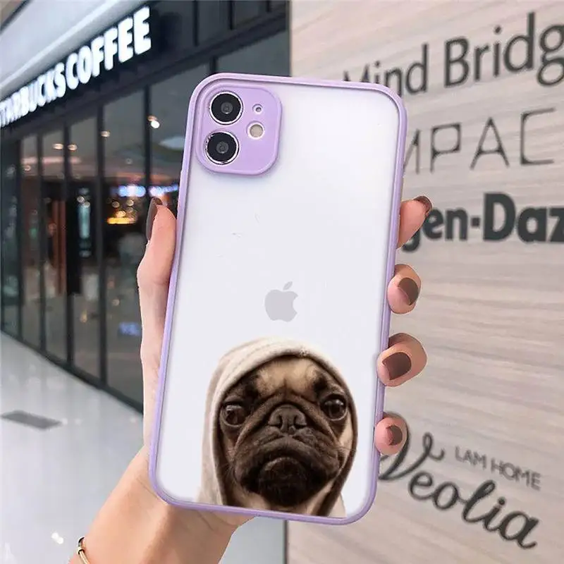 

Pug Dog French Bulldog Phone Case Matte For iPhone 12 Mini 11 Pro XR XS Max 7 8 Plus X Hard PC Back Cover