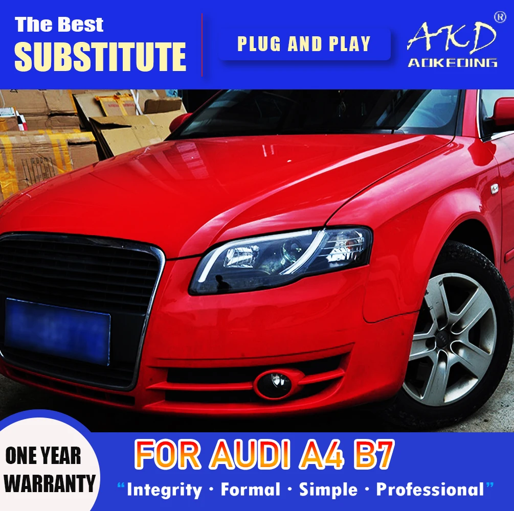 

Head Lamp for Audi A4 B7 LED AKDHeadlight 2005-2008 Headlights A4 B7 DRL Turn Signal High Beam Angel Eye Projector Lens