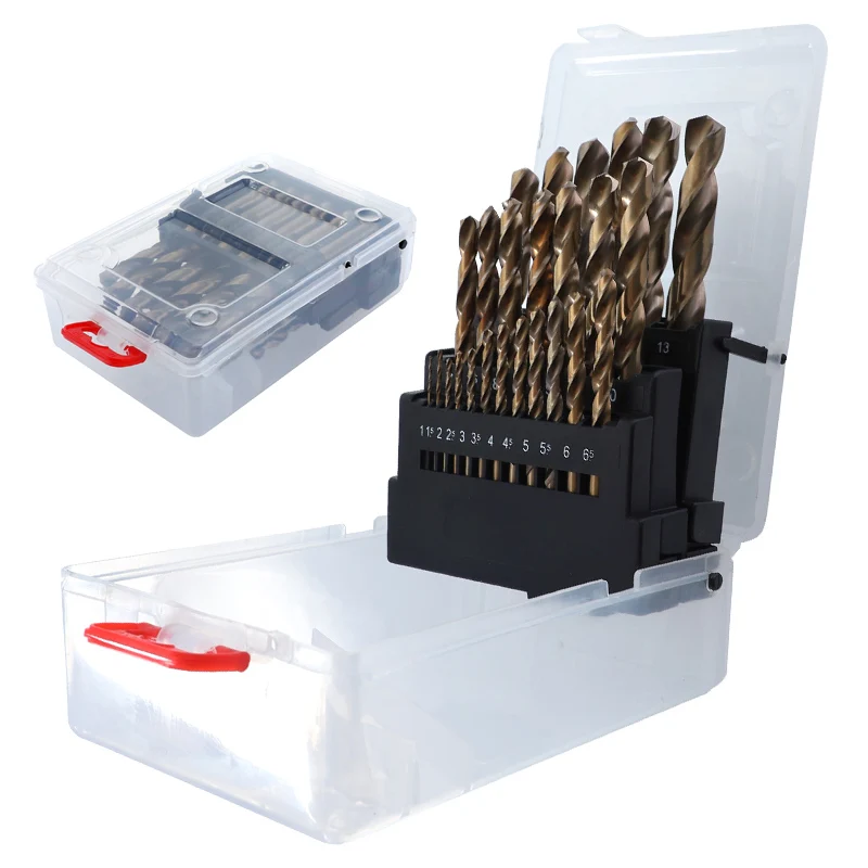 

25pcs Drill Bit Set M35 Cobalt High Speed Steel Twist Drill 1-13mm for Metal Stainless Steel Drilling Power Tools