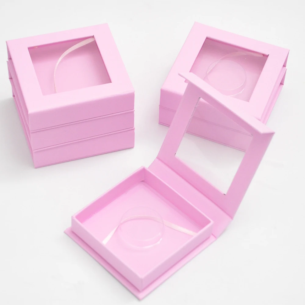 

Wholesale Eyelash Packaging Box Lash Boxes Package Custom Square Magnetic Plain Pink Mink Lashes Makeup Storage Case Vendors