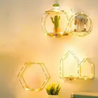 Железные золотые стеллажи для хранения, подвесной декор, коробка для хранения, цветочный горшок, стеллаж для хранения дома, настенные книжные фигурки, дисплей, полки для рукоделия