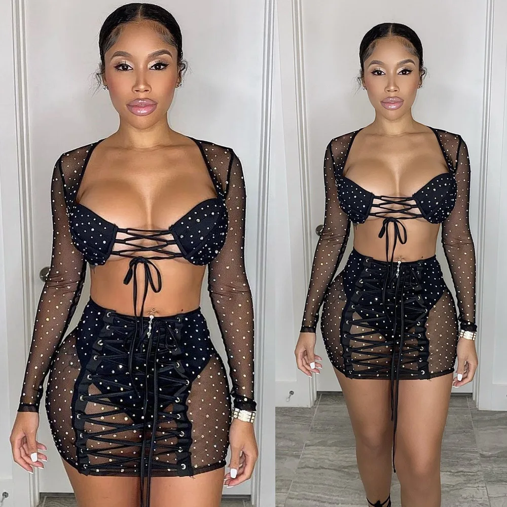 

Комплект из двух предметов, Женская юбка и топ, соблазнительные облегающие комплекты с платьем, Летняя женская одежда, праздничная одежда, м...