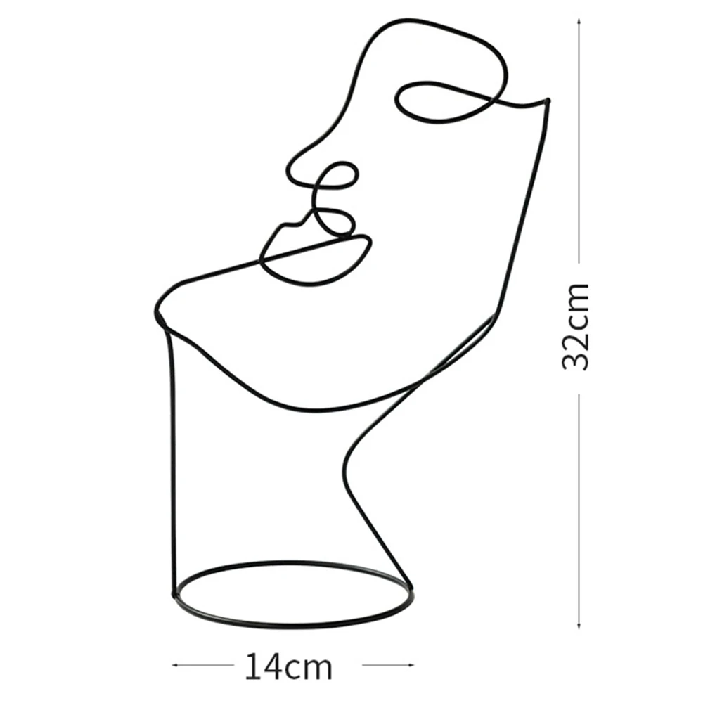 

Nordic Black Metal Figure Face Ornaments Home Decor Modern Decorative Statuette Art Decor Statue Abstract Decoration For Home