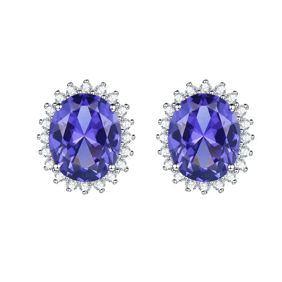 Tanzanite Куололит зултанит драгоценный камень серьги-гвоздики для женщин Твердые 925 пробы серебро создан изменение цвета диаспор Сода камень серьги - Цвет камня: Tanzanite