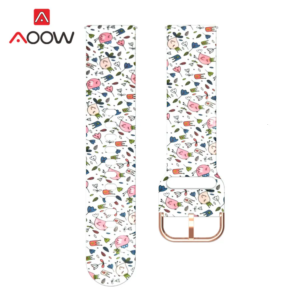 20 мм силиконовый ремешок для часов с принтом для samsung Galaxy Watch Active 42 мм gear Sport S2 Garmin Amazfit браслет ремешок Correa