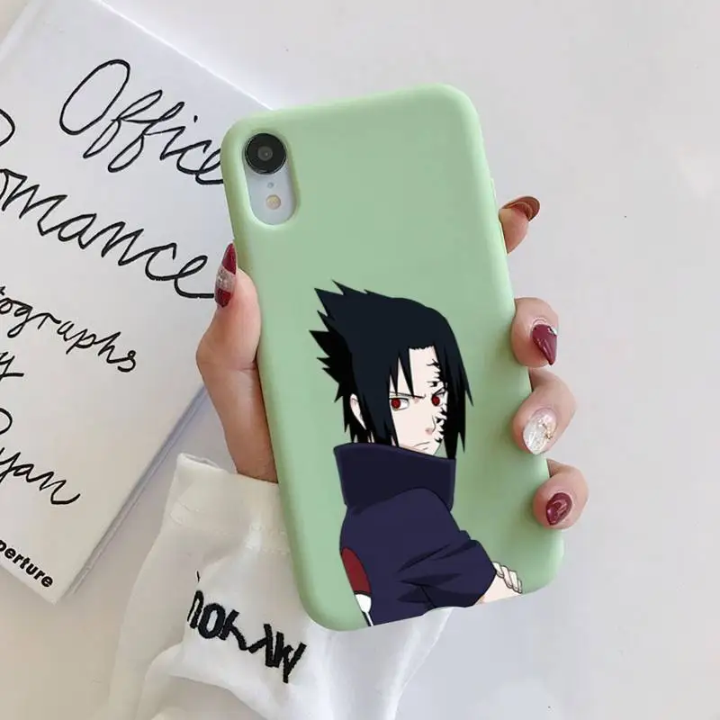 

Naruto Uchiha Sasuke Phone Case Liquid Silicone Phone Case for iPhone 11 Pro Max XR XS X Candy Cover for iPhone 6 6S 7 8 Plus